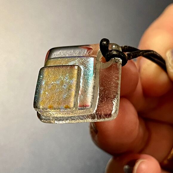 3 for $15CLEARANCE Layered Iridescent Artisan Glass Pendant - Picture 6 of 7